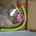 Stainless Steel Water Test Pressure Gauge Kit 2" Dial Size,Gauge+12" EPDM Rubber+1/4" LF Valve+1/4 to 3/4 Adapter, Lower Mount with Liquid Filled 0~200 PSI(Color Coded)
