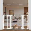 WAOWAO Clear Acrylic Baby Gate for Stairs Modern Design Acrylic Auto Close Pet Gate, 48.42-57.08" Wide Safety Baby Gate for Doorways,White Clear Dog Gates Indoor, Hallways,Kitchen
