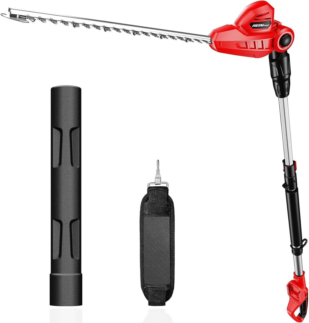 HEINPRO Pole Hedge Trimmer Cordless Compatible with Milwaukee M18 Battery, Hedge Trimmer with Extension Pole Up to 14-Feet Reach, 18-Inch Pole Trimmer for Hedge Trimming (Battery not Included)
