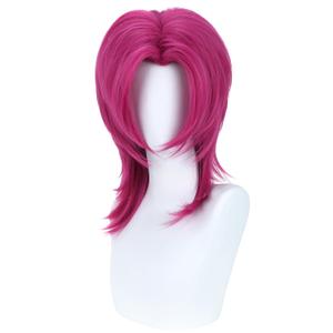 Short Rose Red Pink Wigs for Boys Men Cartoon Movie Halloween Cosplay Costume Animie Wig