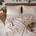 100% French Linen Sheet Set 4Pcs, 16 Deep Pocket Durable Bed Sheet King