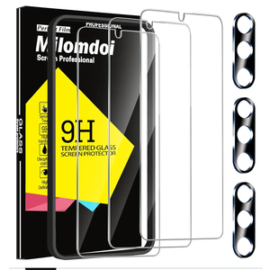 Pack of 2, Milomdoi 3 Pack Screen Protector for Samsung Galaxy A15 5G with 3 Pack Tempered Glass Camera Lens Protector, Ultra 9H Accessories, Case Friendly, Mounting Frame, 2.5D Curved for Galaxy A15 5G