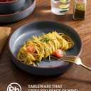 famiware Mercury Pasta Bowls Set of 4, 33 oz Large Salad Bowls, Ceramic Pasta Plates Bowls, Serving Bowls for Kitchen, Microwave & Dishwasher Safe, Charcoal