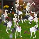 Geelin 10 Pcs Halloween Flamingo Skeletons Stakes Yard Decorations 16 in Skeleton Riding Black Buzzards Outdoor Decor Vulture Statue Stakes Decor for Halloween Lawn Garden Outdoor Party