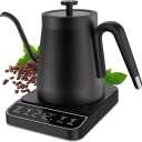 Electric Gooseneck Kettle, ±1℉ Temperature Control One Click 197℉ Pour Over Kettle for Coffee & Brew Tea, Hot Water Boiler, Stainless Steel Inner Fast Heating & Keep Warm 12 Hours, 1200w, 0.8L