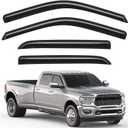 Out-Channel Window Rain Guards Fit for Dodge Ram 1500 2009-2024/2010-2025 Ram 2500 & 3500,Window Visors Vent Visors Vent Shades Wind Deflector Dark Smoke Car Tape-on with Thicker 4PCS