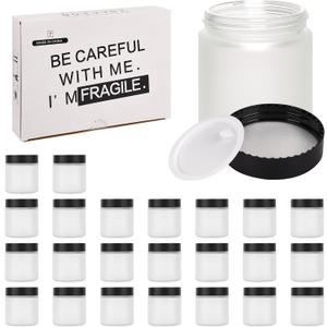 Glass Jars with Lids -Small Empty Cosmetic Containers for Making Candles andLotions, Creams, Balmss and DIY Crafts 24 Pack, 1oz/2oz/4oz) (Clear Frosted, 4oz)