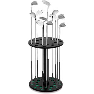 Wooden Golf Club Display Rack Pool Stick Holder for 22 Multiple Golf Club Organizer for Home Office (Black)