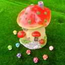 Fairy Garden House, Resin Miniature Mini Mushroom House and Tiny Mushrooms Figurines (Red)