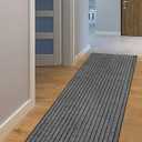 AYOHA Runner Rug 2' x 6' Indoor/Outdoor Carpet for Hallway Kitchen Entryway Patio Lobby Garage Deck Area Rugs with Natural Non-Slip Rubber Backing, Gray/Black Strip