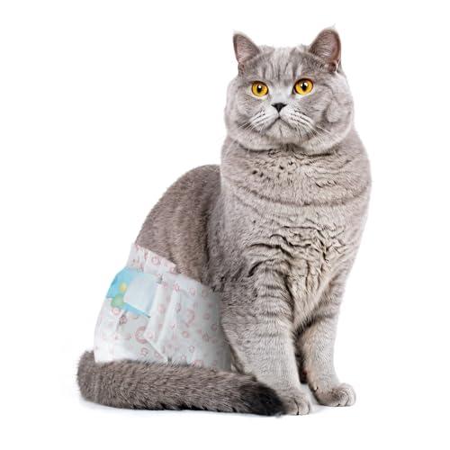 Disposable Cat Diapers, 40 Count – Perfect for Both Male and Female Cats, for Elderly, (M) Incontinent, or Post-Surgery Cats and Dog – Leak-Proof, Super Absorbent & Hypoallergenic Pet Diapers