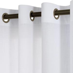 KOUFALL 90 Inch Length Bronze Grommet Linen White Curtains for Living Room,Semi Sheer Light Filtering Window Drapes for Bedroom,52x90 Inches Long