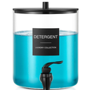 Glass Laundry Detergent Dispenser, 128 oz / 3.5L Fabric Softener Dispenser for Laundry Room Organization, Detergent Holder with Plastic Spigot (Black, 1 Pack)