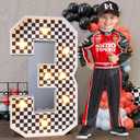 Marquee Numbers Race Car Birthday-Decorations: 3ft Large Fast One Party Decor Boy 3rd 13th Big Light Up Cardboard Number 3