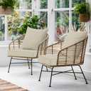 Favoyard Outdoor Seat Cushion Set 19 x 19 Inch Waterproof & Fade Resistant Patio Furniture Cushions with Removable Cover Deep Seat & Back Cushion with Tie Straps for Chair Sofa Couch