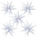 60 Pcs Star Balloons Explosion 12 Point Foil Cone Balloons Magic Balloon Large for Wedding Anniversary Backdrop Birthday Party Decorations White