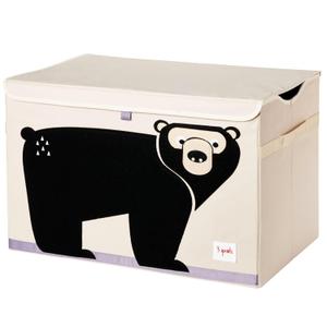 3 Sprouts Large Toy Chest for Kids with Lid and Handles - Collapsible Toy Storage Bin/Trunk/Box/Basket Organizer for Boys & Girls Playroom, Nursery, Bear