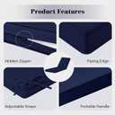 Chaise Lounge Cushions Outdoor, 72"x21"x3" Triple-Waterproof Outdoor Chair Cushion with Removable Cover, 4 Adjustable Ties Lounge Chair Cushions for Outdoor Furniture, Navy