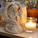 INLOMEM Praying Angel Figurine, Sculpted Hand-Painted Figurine, Angel Wings Statue for Home Decor or Garden, First Communion Gifts for Girls, Religious Gifts for Women (Granite)