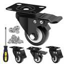 2 Inch Locking Caster Wheels Set of 4 600+ LBS Capacity, Black PU Casters with Dual Brake for Furniture, Cabinets & Light Carts NOT for Heavy Machinery or Industrial Use