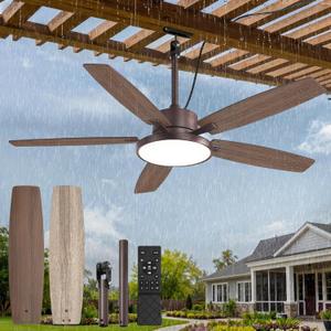 Fanbulous 52'' Outdoor Ceiling Fans with Light and Remote,IP65 Wet Rated Waterproof Ceiling Fan with 6-Speed DC Motor, Farmhouse Gazebo Fan for Porch Patios Pavilion(Oil Bronze)
