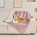 Waterproof Blanket 80"x90" for Adults, Reversible Waterproof Bed Cover for Dogs Cats Pets, Soft Leakproof Blanket for Bed Couch Sofa Furniture Protector, Dusty Pink/Off White