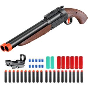 Double-barreled Toy Gun - Two Modes Realistic Soft Bullet Toy Guns Blaster with Sight - Educational Shooting Toy Shotgun - Gifts for Boys Christmas Birthday Halloween Present