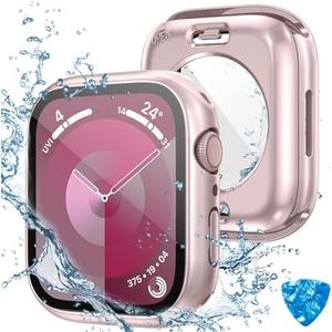 Tensea (2 in 1) for Waterproof Apple Watch Screen Protector Case 44mm SE 3/SE 2nd Generation/SE/Series 6/5/4 Accessories, 360 Front and Back, iWatch Face Cover with Tempered Glass for Women Men, 44 mm
