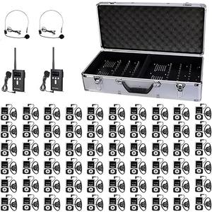 Retekess T130S(2nd Gen T130) Tour Guide Headsets, Upgraded Longer Range, Assistive Listening Devices for Church, One-Key Mute, Tour Guide Audio System for School (2 TX 60 RX)
