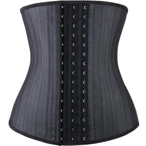 YIANNA Waist Trainer for Women Latex Underbust Waist Cincher Corset Sport Girdle Hourglass Body Shaper (XX-Large, Black (25 Steel Bones))