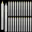 Baquler 24 Pcs 10 Inch White Flameless Taper Candles Dripless Battery Operated LED Flickering Candlesticks Window Candle with 3D Flickering Flame for Easter Home Wedding Church Decor