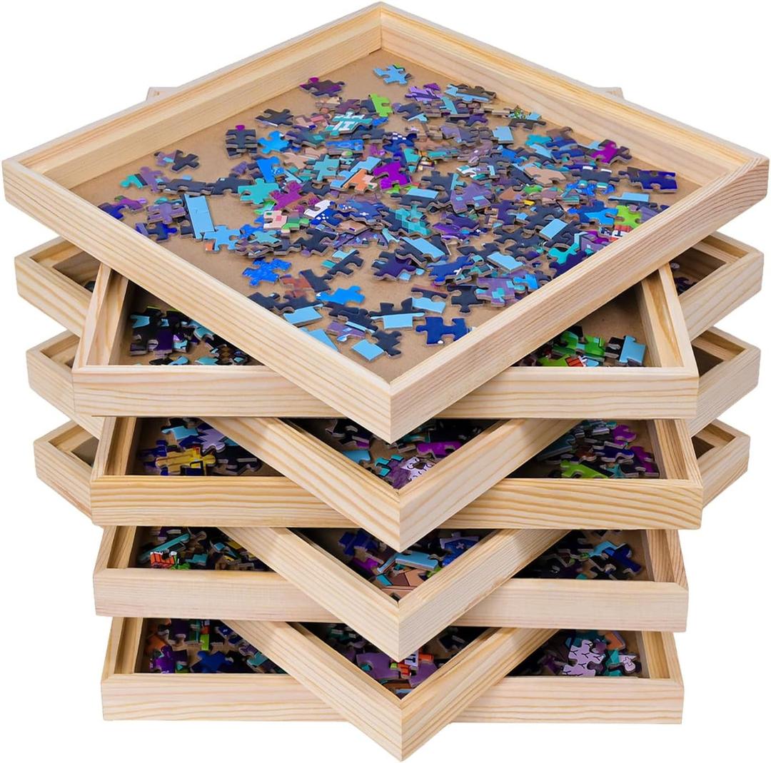 8 Pcs Jigsaw Puzzle Sorting Trays Stackable - 12inch x 12inch Convenient Puzzle Accessories Easy to Store and Sort by Patterns, Shapes, and Colors,Puzzles Up to 1500 Pieces,2000 Pieces,3000 Pieces