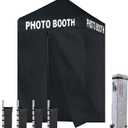 Eurmax USA 5'x5' Pop-up Canopy Portable Photo Booth Tent for Events Wedding Photobooth for Professional Photos Photo Studio Photo Booth System with Roller BagBonus 4 SandBags (Printed Black)