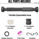 1-1/2" Sink Drain Pipe Kit, Flexible Expandable P Trap, 8"-22", Two 1-1/4" Adapters Included, Versatile Extension Tube for Kitchen Bathroom Washbasin Vanity