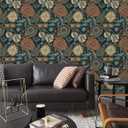 Yasinet Peel and Stick Wallpaper Boho Wallpaper Dark Blue Contact Paper Vintage Waterproof Removable Self-Adhesive Wall Paper for Bathroom/Bedroom/Shelves/Cabinet Vinyl 17.3  196.8  (Dack Blue and Clay Color)