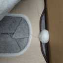 Bedsure Cat Beds for Indoor Cats - Large Cat Cave for Pet Cat House with Fluffy Ball Hanging and Scratch Pad, Foldable Cat Hideaway, 16.5x16.5x13 inches, Brown (Single)