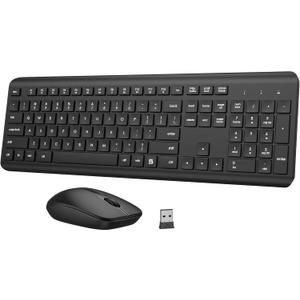 Wireless Keyboard and Mouse Combo, Full-Size Silent Ergonomic Keyboard and Optical Mouse, Long Battery Life, 2.4GHz Lag-Free Cordless Mice Keyboard for Computer, Mac, Laptop, PC, Windows (Black)