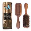 100% Pure Wild Boar Bristle, Vented Hair Brush, for Blow Drying and Natural Shine, Black Walnut Handle, Made in Germany (Dark Brown)