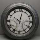 AcuRite 24 Illuminated LED Large Outdoor Decorative Clock with Thermometer and Hygrometer Combo (75026M), Pewter