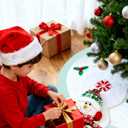 48in Christmas Tree Mat for Under Tree,Blue and White Christmas Tree Skirt for 7.5FT Tree,Rustic 3D Snowman Xmas Tree Mat Decorations Winter New Year Holiday Party Decor Indoor Outdoor