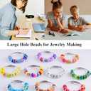 Large Hole Beads for Jewelry Making 120pcs 14mm Large Hole Murano Beads for Pens European lampwork Beads for Beadable Pens Spacer Beads Bulk for Crafts Garden Stakes White Mix