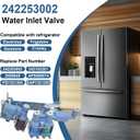 242253002 Refrigerator Water Inlet Valve Compatible With Frigidaire Electrolux Kenmore Crosley Water Inlet Valve Replace 242102201, 2689640, AP5669874, PS7321353, EAP7321353