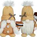 S'More Gnome Decorations for Home & Camping - Soft Knitted Tomte with Marshmallow & Chocolate Cream Pie