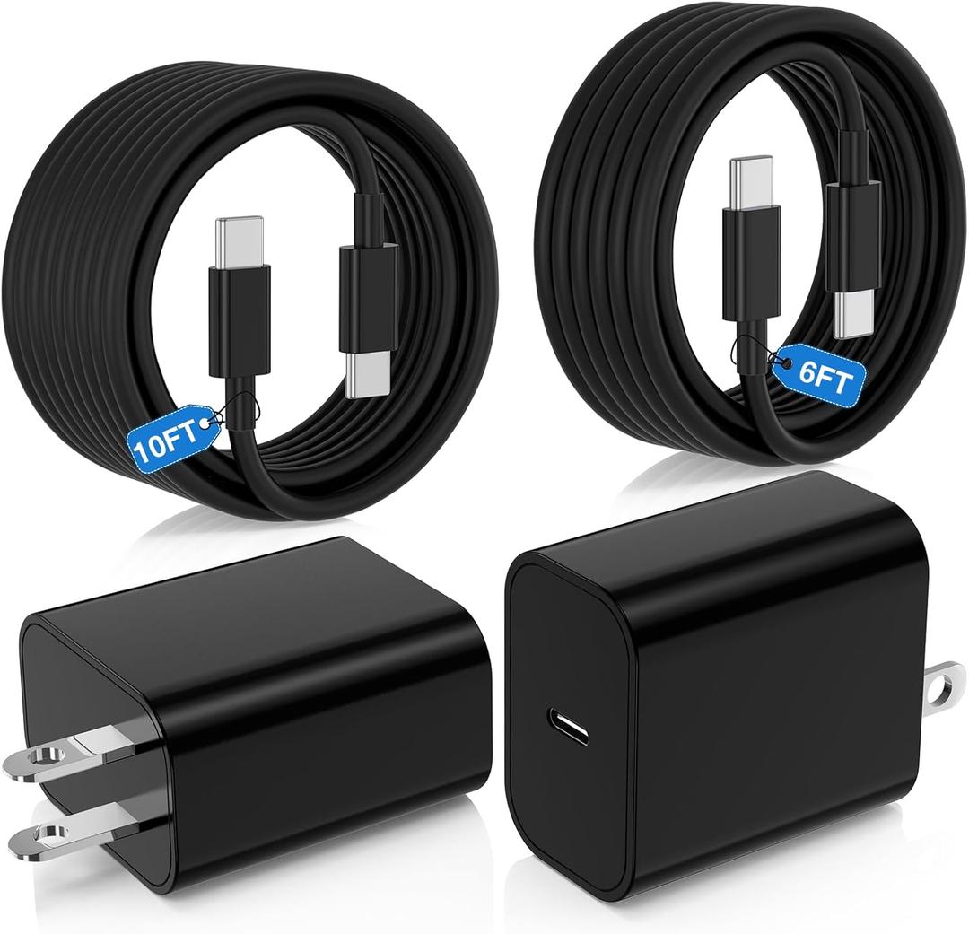 25W Super Fast Charger Type C for Samsung Galaxy S25/S24/S23 Ultra,USB C Android Phone Charger with 6FT/10FT Type C Cords for Galaxy S25/S24/S23+/S22 Plus/S20,iPhone 17/16/15 Pro Max