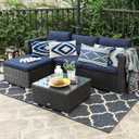 4 x OTOSTAR Outdoor Waterproof Throw Pillow Covers 12x20 Inch Set of 4 Boho Farmhouse Outdoor Cushion Covers for Patio Funiture GardenGeometry80-Navy Blue