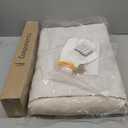 Ottoman Foot Rest- Bamboo Foldable Stool, Foot Stools Small Ottman with Upholstered & X Legs, Folding Stool for Makeup, Bedroom and Living Room (Large Beige) (21.3"D x 13.4"W x 18.5"H)