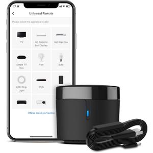 BroadLink RM4mini Smart Remote Hub with Sensor Cable -WiFi IR Blaster for TV Remote, Smart AC Controller, Works with Alexa/Google Home/IFTTT