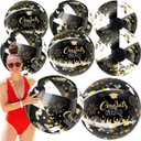8pcs Graduation Beach Balls Inflatable Glitter Beach Balls Congrats Grad Sign Graduation Party Favors for Senior Teen Class of 2025 College Graduation Pool Party Supplies
