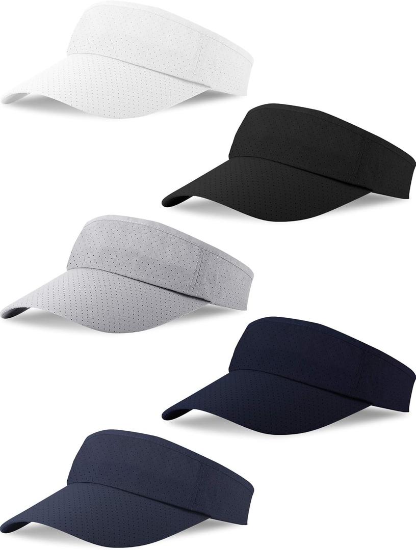 5 Pieces Sports Sun Visor Hats Mesh Visor Adjustable Sun Athletic Cap for Men Women Daily Golf Running Outdoor Sports(Dark Grey, Dark Blue)