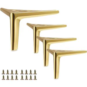 4 Inch Gold Metal Furniture Legs Heavy Duty Triangle Furniture Feet DIY Modern Replacement Legs for Cabinet Sofa Couch Chair-Set of 4